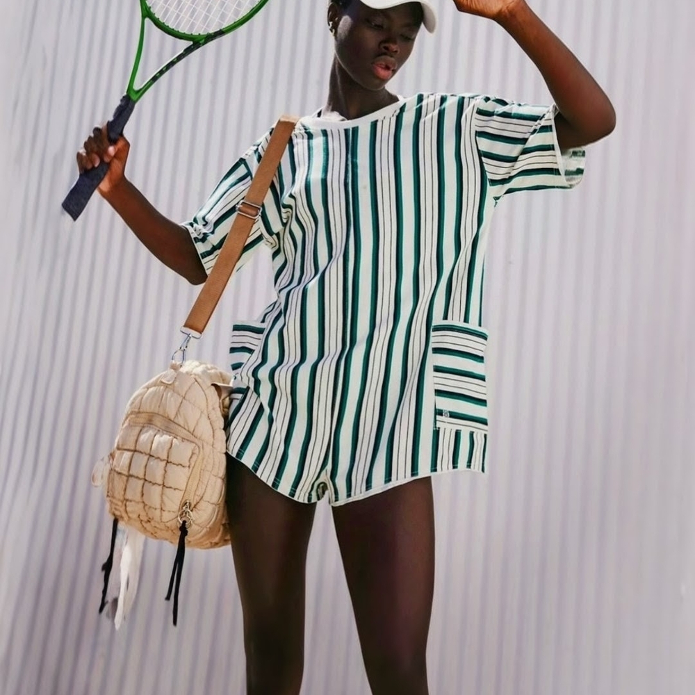 FP Movement Striped Hot Shot Tee Romper
